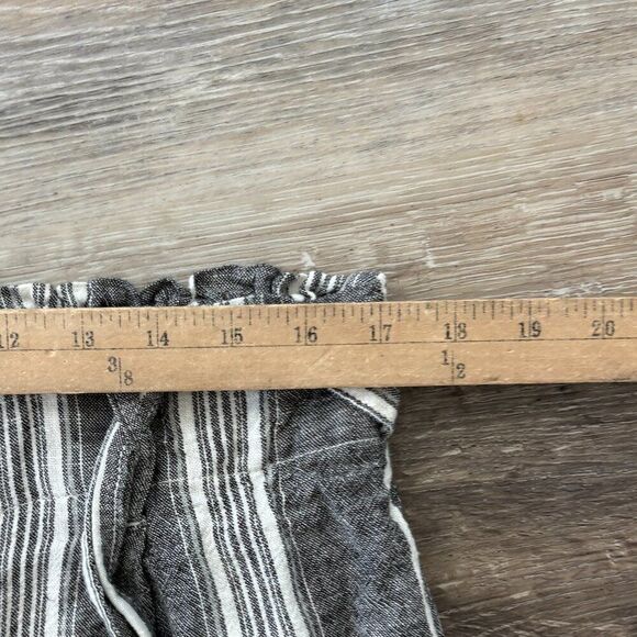 Happily Grey Linen Blend Striped Wide Leg Pants XL Paperbag Waist Belted Casual - Picture 6 of 14